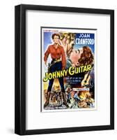 Johnny Guitar, Joan Crawford, Sterling Hayden, (Belgian Poster Art), 1954.-null-Framed Art Print