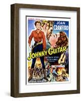 Johnny Guitar, Joan Crawford, Sterling Hayden, (Belgian Poster Art), 1954.-null-Framed Art Print