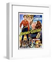 Johnny Guitar, Joan Crawford, Sterling Hayden, (Belgian Poster Art), 1954.-null-Framed Art Print