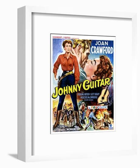 Johnny Guitar, Joan Crawford, Sterling Hayden, (Belgian Poster Art), 1954.-null-Framed Art Print