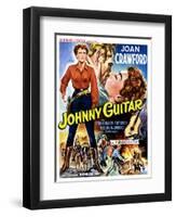 Johnny Guitar, Joan Crawford, Sterling Hayden, (Belgian Poster Art), 1954.-null-Framed Art Print