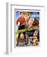 Johnny Guitar, Joan Crawford, Sterling Hayden, (Belgian Poster Art), 1954.-null-Framed Art Print