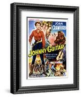 Johnny Guitar, Joan Crawford, Sterling Hayden, (Belgian Poster Art), 1954.-null-Framed Art Print