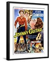 Johnny Guitar, Joan Crawford, Sterling Hayden, (Belgian Poster Art), 1954.-null-Framed Art Print