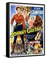 Johnny Guitar, Joan Crawford, Sterling Hayden, (Belgian Poster Art), 1954.-null-Framed Stretched Canvas