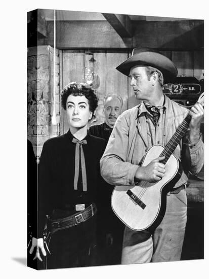 JOHNNY GUITARE, 1954 directed by NICOLAS RAY Joan Crawford and Sterling Hayden (b/w photo)-null-Stretched Canvas