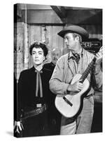 JOHNNY GUITARE, 1954 directed by NICOLAS RAY Joan Crawford and Sterling Hayden (b/w photo)-null-Stretched Canvas