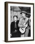 JOHNNY GUITARE, 1954 directed by NICOLAS RAY Joan Crawford and Sterling Hayden (b/w photo)-null-Framed Photo