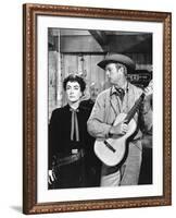 JOHNNY GUITARE, 1954 directed by NICOLAS RAY Joan Crawford and Sterling Hayden (b/w photo)-null-Framed Photo