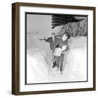 Johnny Hallyday and Sylvie Vartan in their Ski Chalet of Meribel (Southeast of France), Jan 1966-Beynon-Framed Photographic Print