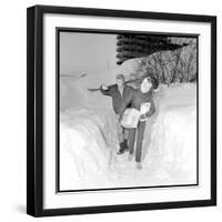 Johnny Hallyday and Sylvie Vartan in their Ski Chalet of Meribel (Southeast of France), Jan 1966-Beynon-Framed Photographic Print