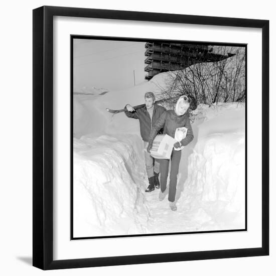 Johnny Hallyday and Sylvie Vartan in their Ski Chalet of Meribel (Southeast of France), Jan 1966-Beynon-Framed Photographic Print