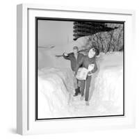 Johnny Hallyday and Sylvie Vartan in their Ski Chalet of Meribel (Southeast of France), Jan 1966-Beynon-Framed Photographic Print