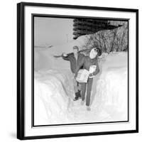 Johnny Hallyday and Sylvie Vartan in their Ski Chalet of Meribel (Southeast of France), Jan 1966-Beynon-Framed Photographic Print