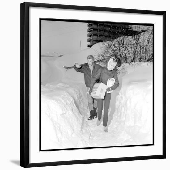 Johnny Hallyday and Sylvie Vartan in their Ski Chalet of Meribel (Southeast of France), Jan 1966-Beynon-Framed Photographic Print