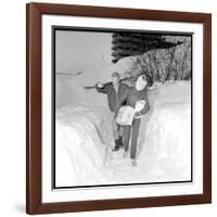 Johnny Hallyday and Sylvie Vartan in their Ski Chalet of Meribel (Southeast of France), Jan 1966-Beynon-Framed Photographic Print