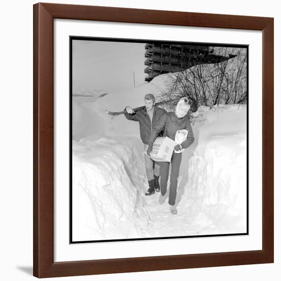 Johnny Hallyday and Sylvie Vartan in their Ski Chalet of Meribel (Southeast of France), Jan 1966-Beynon-Framed Photographic Print