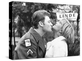 Johnny Hallyday Kissing Sylvie Vartan-DR-Stretched Canvas