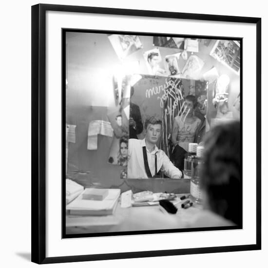 Johnny Hallyday Looking at Himself in a Mirror, Backstage-Marcel DR-Framed Photographic Print