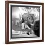 Johnny Hallyday Looking at Himself in a Mirror, Backstage-Marcel DR-Framed Photographic Print