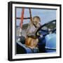 Johnny Rhesus Driving Tractor-null-Framed Photographic Print