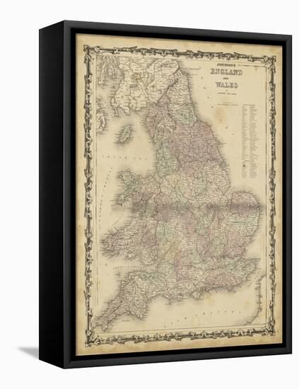 Johnson's Map of England & Wales-null-Framed Stretched Canvas