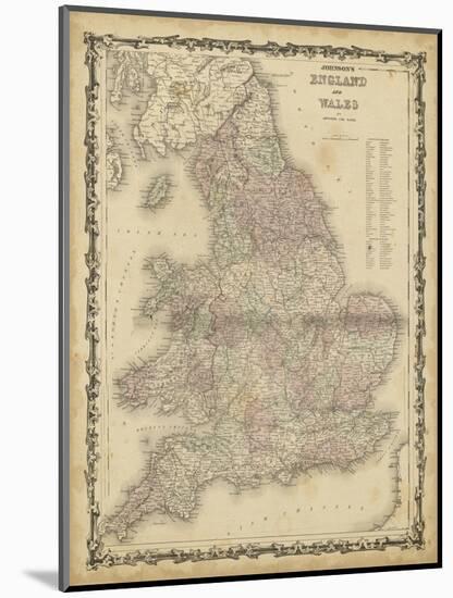 Johnson's Map of England & Wales-null-Mounted Art Print