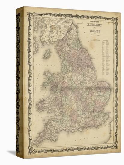 Johnson's Map of England & Wales-null-Stretched Canvas