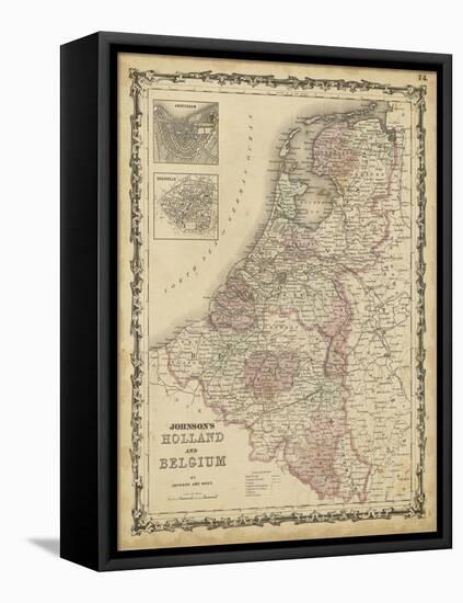 Johnson's Map of Holland & Belgium-null-Framed Stretched Canvas
