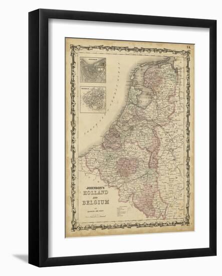 Johnson's Map of Holland & Belgium-null-Framed Art Print