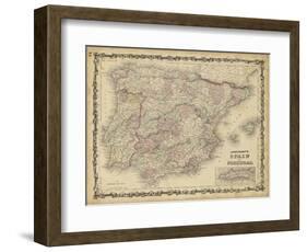 Johnson's Map of Spain & Portugal-null-Framed Art Print