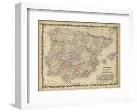 Johnson's Map of Spain & Portugal-null-Framed Art Print