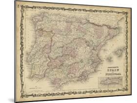 Johnson's Map of Spain & Portugal-null-Mounted Art Print