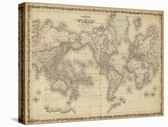 Johnson's Map of the World-null-Stretched Canvas