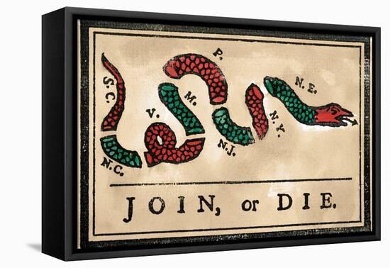 Join Or Die Cartoon, 1754-null-Framed Stretched Canvas