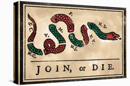 Join Or Die Cartoon, 1754-null-Stretched Canvas
