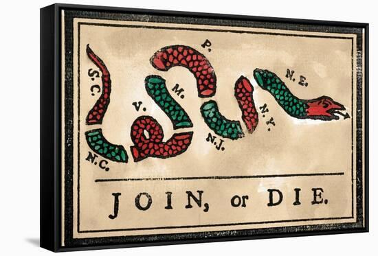 Join or Die Cartoon, 1754-null-Framed Stretched Canvas