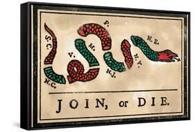 Join or Die Cartoon, 1754-null-Framed Stretched Canvas