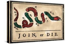 Join or Die Cartoon, 1754-null-Stretched Canvas