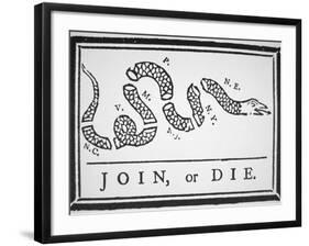 Join, or Die (Litho)-Benjamin Franklin-Framed Giclee Print