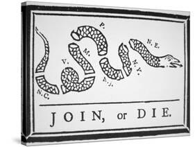 Join, or Die (Litho)-Benjamin Franklin-Stretched Canvas