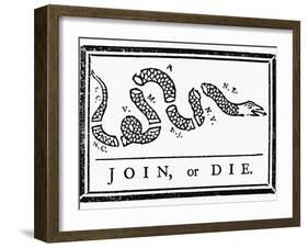 Join, or Die Political Cartoon-Benjamin Franklin-Framed Giclee Print