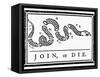 Join, or Die Political Cartoon-Benjamin Franklin-Framed Stretched Canvas