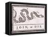 Join or Die Political Cartoon-Benjamin Franklin-Framed Stretched Canvas