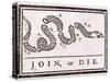 Join or Die Political Cartoon-Benjamin Franklin-Stretched Canvas
