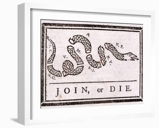 Join or Die Political Cartoon-Benjamin Franklin-Framed Giclee Print