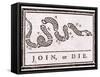 Join or Die Political Cartoon-Benjamin Franklin-Framed Stretched Canvas