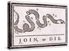 Join or Die Political Cartoon-Benjamin Franklin-Stretched Canvas