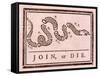 Join, or Die, Pub. 1754 (Woodcut)-Benjamin Franklin-Framed Stretched Canvas