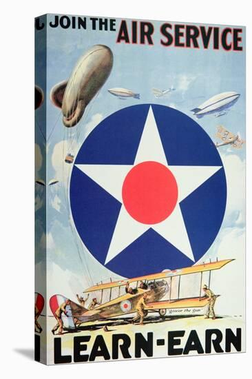 Join the Air Service'- American Recruiting Poster-null-Stretched Canvas